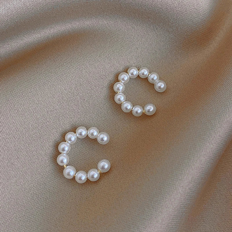 Korean Pearl Ear Cuff Clip Earrings Non Piercing Comfort - Smarsty