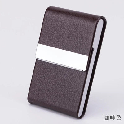 Men Postcard Box Business Multifunction Card Holder Case PU Leather Metal Pocket Holder with Magnetic Shut Cigarette Wallet Case - Smarsty