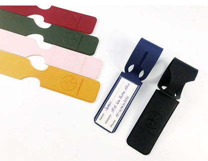 1PC PU Leather Luggage Tag Creative Baggage Suitcase Identifier ID Addres Holder Boarding Tags Portable Label Travel Accessories - Smarsty