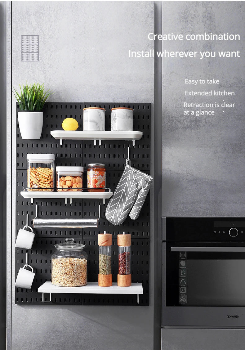 New DIY Pegboard Accessories Hanging Shelf Storage Hooks Wall Organizer No Punching Crafts Organization For Garage Kitchen Room