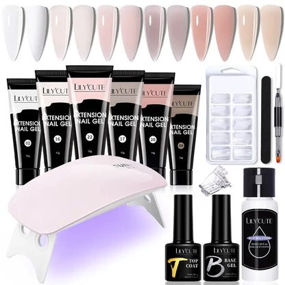 LILYCUTE Nail Gel Set with 6W LED Lamp for Quick Manicure - Smarsty
