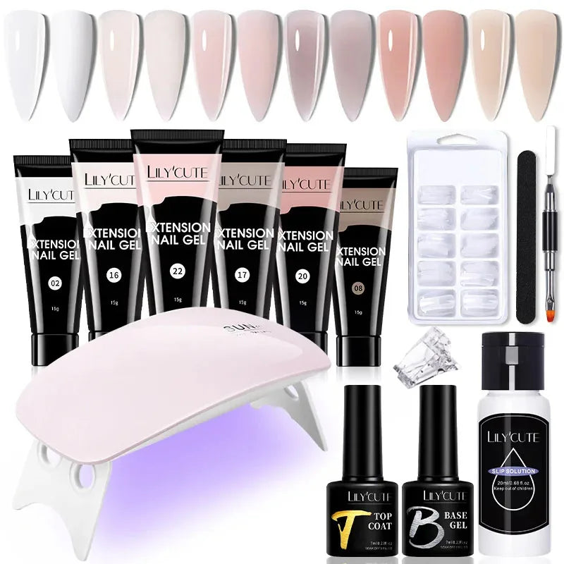 LILYCUTE Nail Gel Set with 6W LED Lamp for Quick Manicure - Smarsty