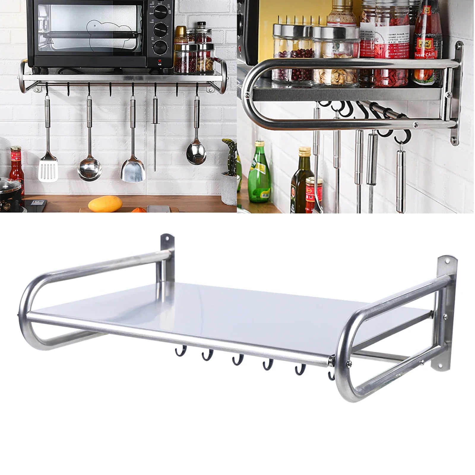 Microwave Oven Rack Stainless Steel Microwave Oven Shelf Wall-Mounted Kitchen Shelf Kitchen Shelves Counter - Smarsty
