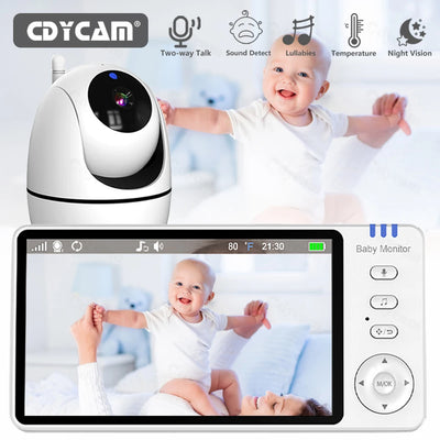 5 Inch Video Baby Monitor With Camera PTZ Zoom Babyphone Cam Security Protection Surveillance Cameras Temperature Sensor Lullaby by Smarsty