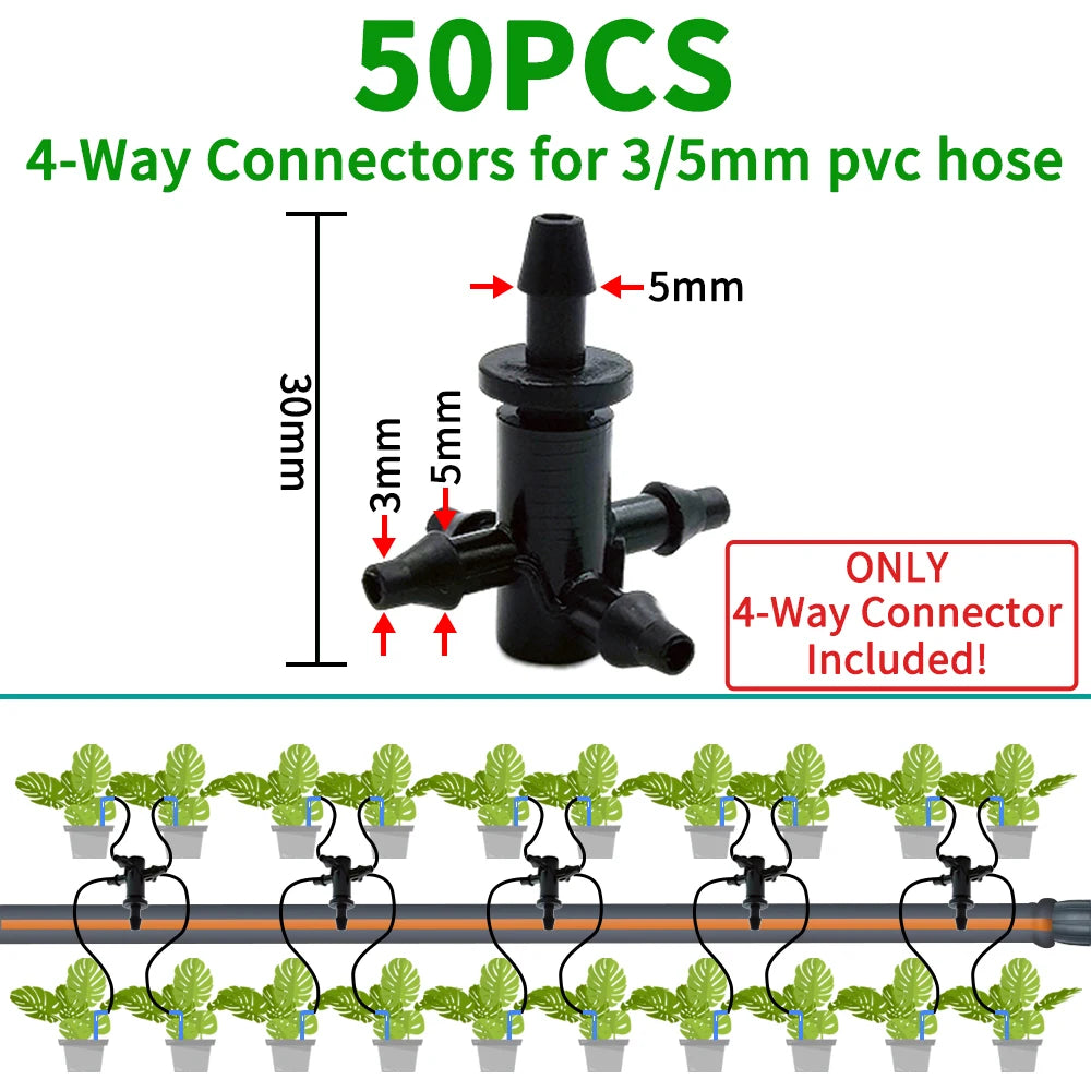 Oasis 50PCS Plastic Barbed Tee Connectors for Drip Irrigation - Smarsty