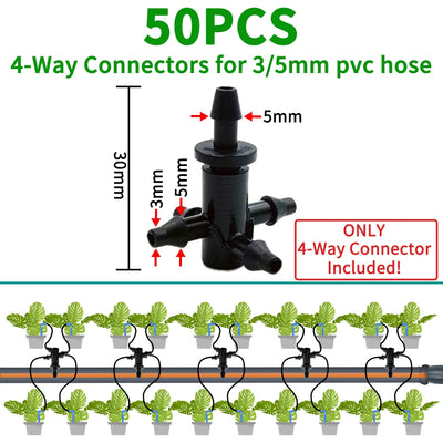 Oasis 50PCS Plastic Barbed Tee Connectors for Drip Irrigation - Smarsty