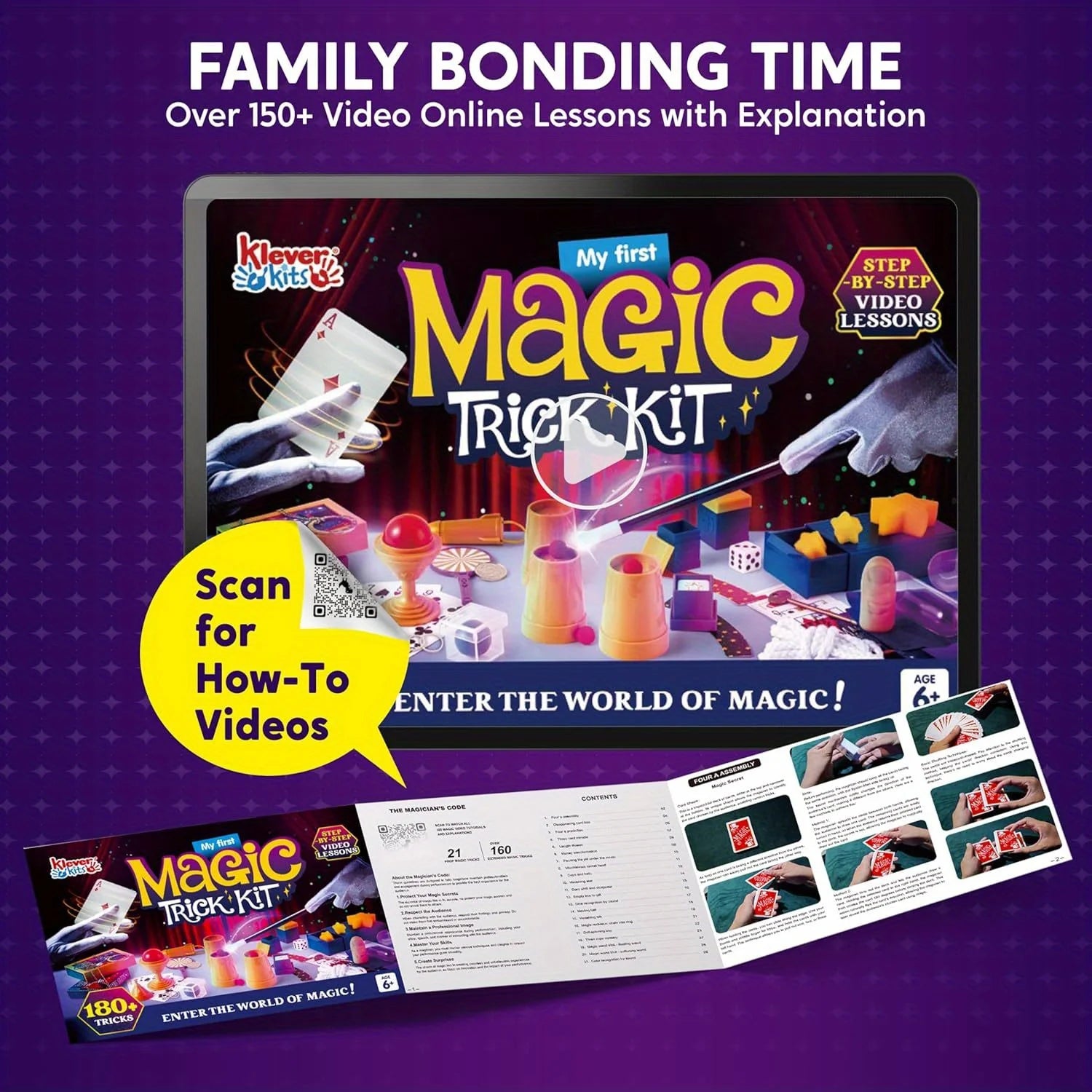 JOYFY 180+ Magic Set Kids Magic Trick Kit Amazing Magician Toy with Step-by-Step Video Lessons for Kids Easy Tricks