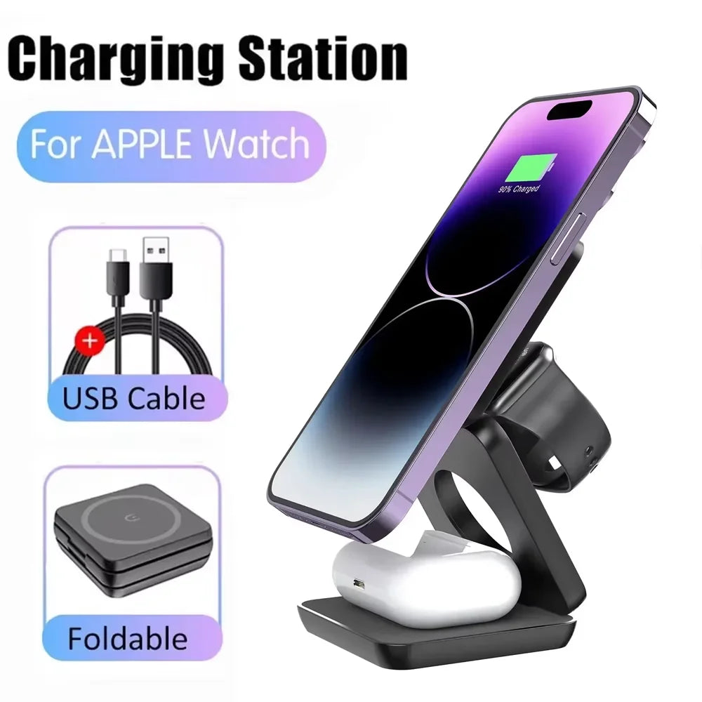 Magnetic Foldable Wireless Charging Stand iPhone Watch - Smarsty