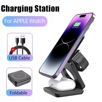 Magnetic Foldable Wireless Charging Stand iPhone Watch - Smarsty