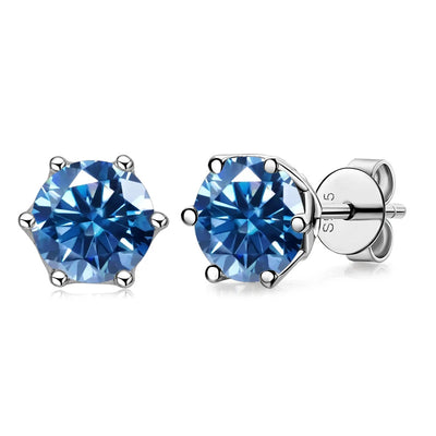Moissanite Stud Earrings Sterling Silver VVS D Sparkle - Smarsty