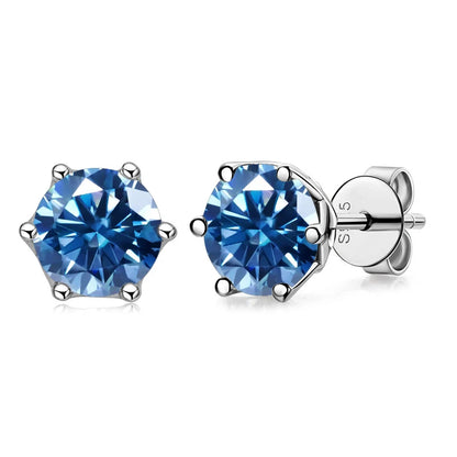Moissanite Stud Earrings Sterling Silver VVS D Sparkle - Smarsty