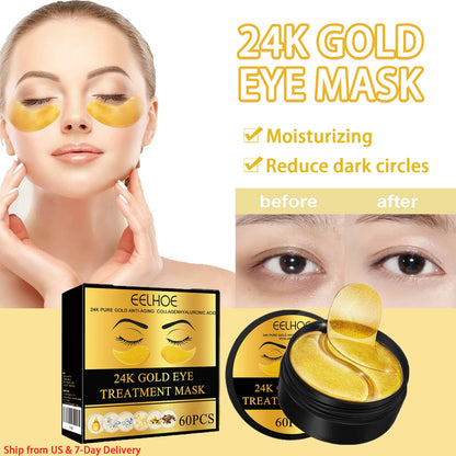 24K Gold Eye Masks for Dark Circles and Hydration - Smarsty