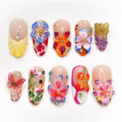 24Pcs Pink Almond False Nails with French Design - Smarsty