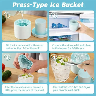 Food grade silicone cylindrical ice tray ice making mold for household kneading, ice storage box, ice cup, quick freezing (small