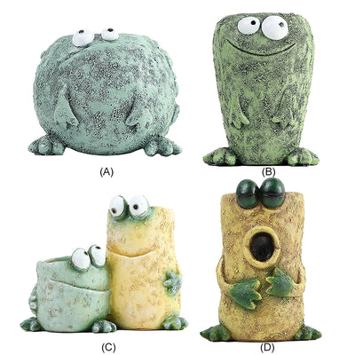 Funny Frog Planter Resin Cartoon Frog Flower Container Cute Frog Succulent Pot Small Frog Planter Ornament for Indoor Plants