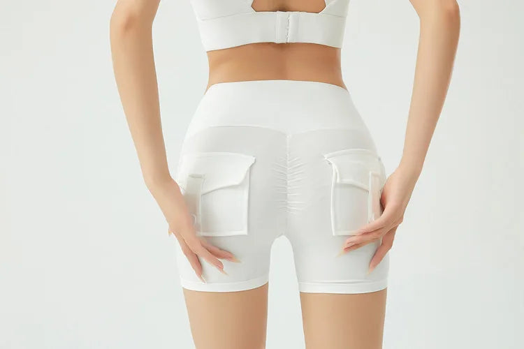 Peach Butt Fitness Shorts Women's Exercise Three-Quarter Pants Cargo Air Dry Pocket Yoga  Tight  Lift Summer - Smarsty