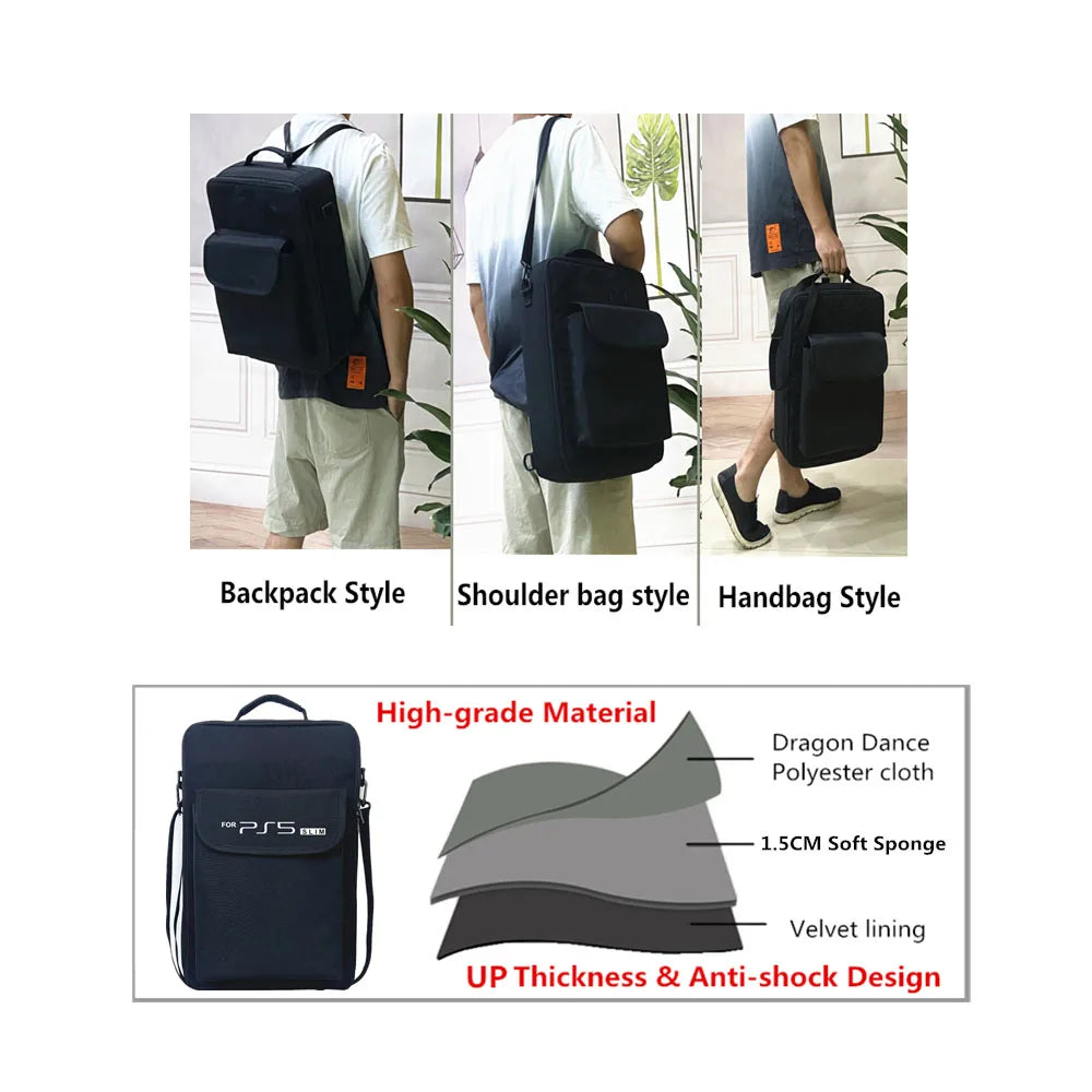 PS5 Slim Carrying Case Durable Protective Shoulder Bag - Smarsty