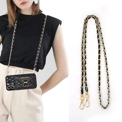 PU Leather Metal Chain Accessories Crossbody Shoulder Portable Wrist Bag Chain Strap Replacement Luggage Accessories Versatile - Smarsty