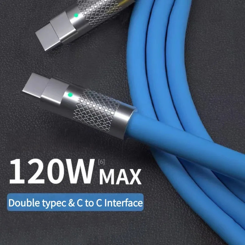 120w 6a Super Fast Charge PD Type C Liquid Silicone Cable Quick Charge 1M 2M Usb Cable Usb C to C Charger Cable - Smarsty
