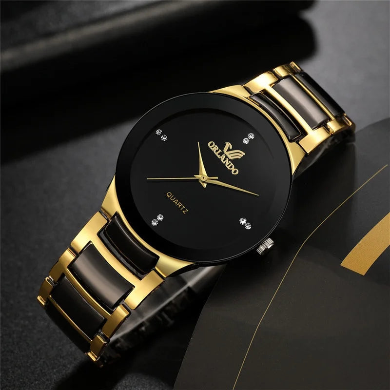 Men's Fashion Black Steel Band Quartz Watch - Smarsty