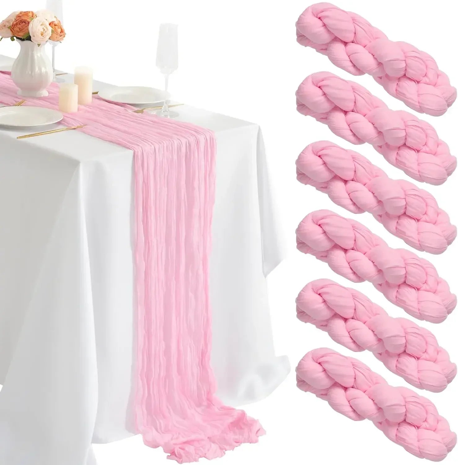 Pink Cheesecloth Table Runner for Romantic Weddings - Smarsty