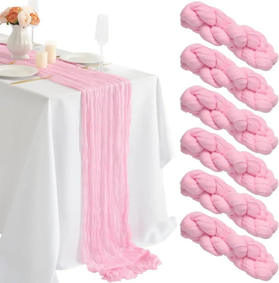 Pink Cheesecloth Table Runner for Romantic Weddings - Smarsty