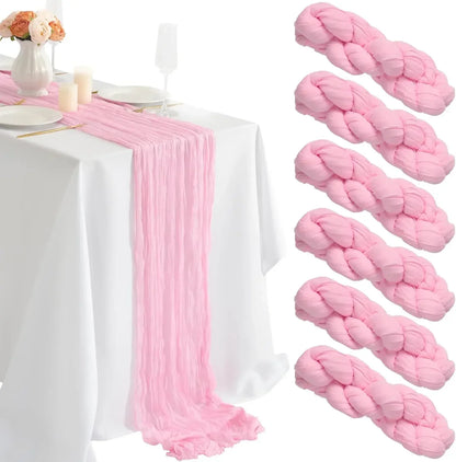 Pink Cheesecloth Table Runner for Romantic Weddings - Smarsty