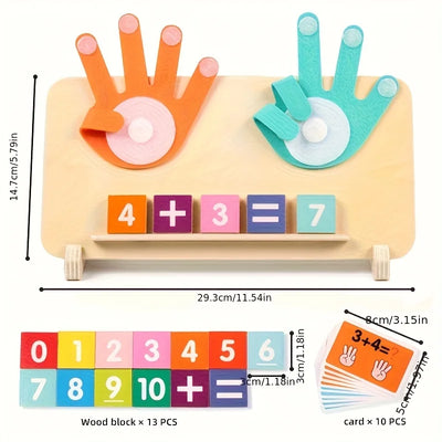 Wooden arithmetic learning board for children over 3 years old - educational toy with number blocks and math operation cards, in - Smarsty
