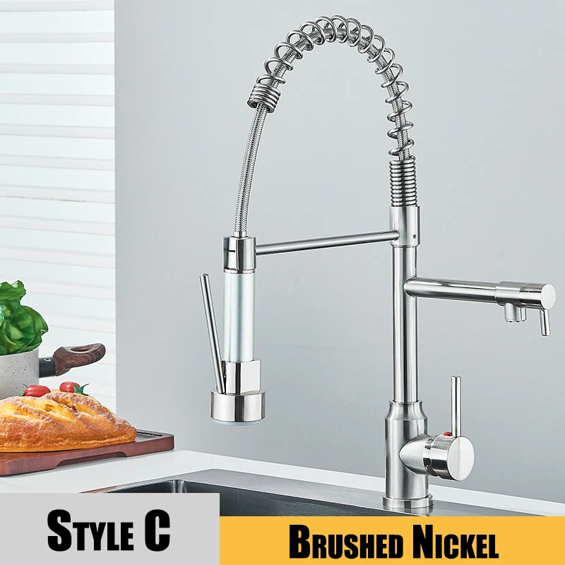 Black Kitchen Sink Faucet With Dual Spout Rotation - Smarsty