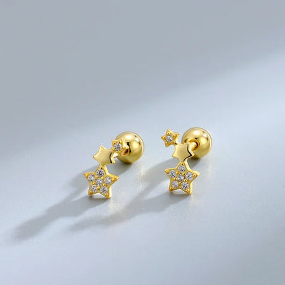 Hypoallergenic Heart Stud Earrings Screw Back For Women - Smarsty