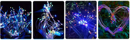 4 Pack Solar Firework String Lights - IP65 Waterproof 8 Modes w/Remote, Outdoor Christmas Decor for Garden/Patio/Party