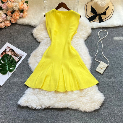 YuooMuoo Chic Fashion 2025 Summer Pleated Short Dress Women O-neck Slim Waist A-line Party Dress Streetwear Lady Outfits Vestido - Smarsty