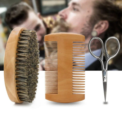 Men's Boar Bristle Shaving Brush Set for Precision Grooming - Smarsty
