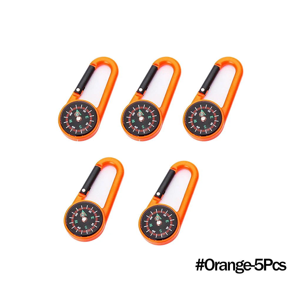Outdoor Compass Carabiner Mini Camping Keychain Mountaineering Hiking Backpack Buckle with Compass Survival Children Gifts