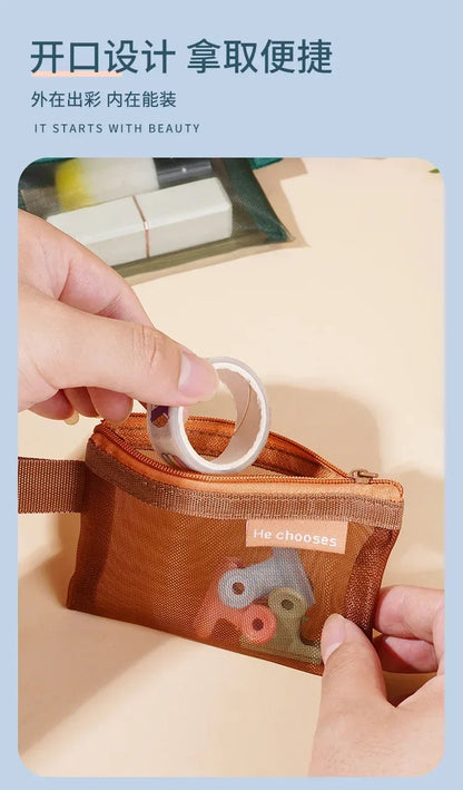 Small Square Nylon Coin Pouch With Zipper Card Holder - Smarsty