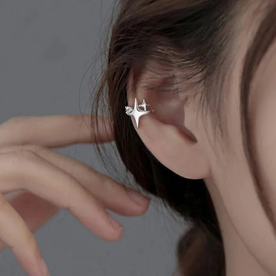 Four Pointed Star Clip Earrings No Piercing Luxury - Smarsty