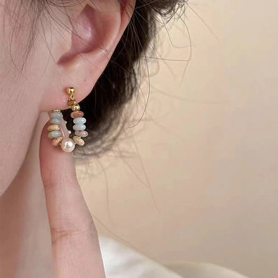 Pearl Pendant Earrings Beaded Natural Stone For Women - Smarsty
