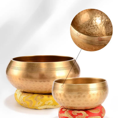 Tibetan Handmade Brass Singing Bowl, Yoga Meditation Bowl for Sound Healing Stress Relief, Buddha Mindfulness bowl Instrument - Smarsty
