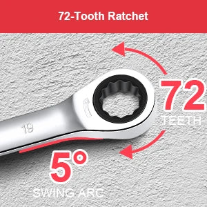 14-Piece Wrench Set, Ratcheting Wrench Set, Metric 6-19mm,Chrome Vanadium Steel with Storage Bag for truck/garage projects, etc.