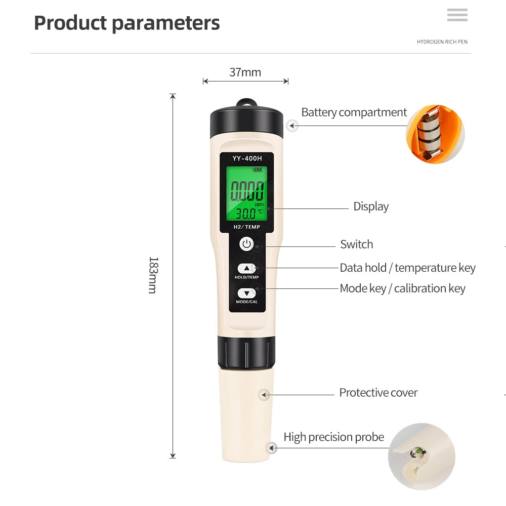 4 in 1 Water Quality Tester with Temperature and PH Calibration - Smarsty