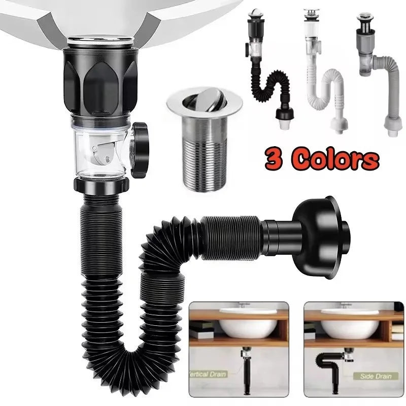 Flexible Anti-Odor Drain Pipe Set for Kitchen and Bathroom - Smarsty