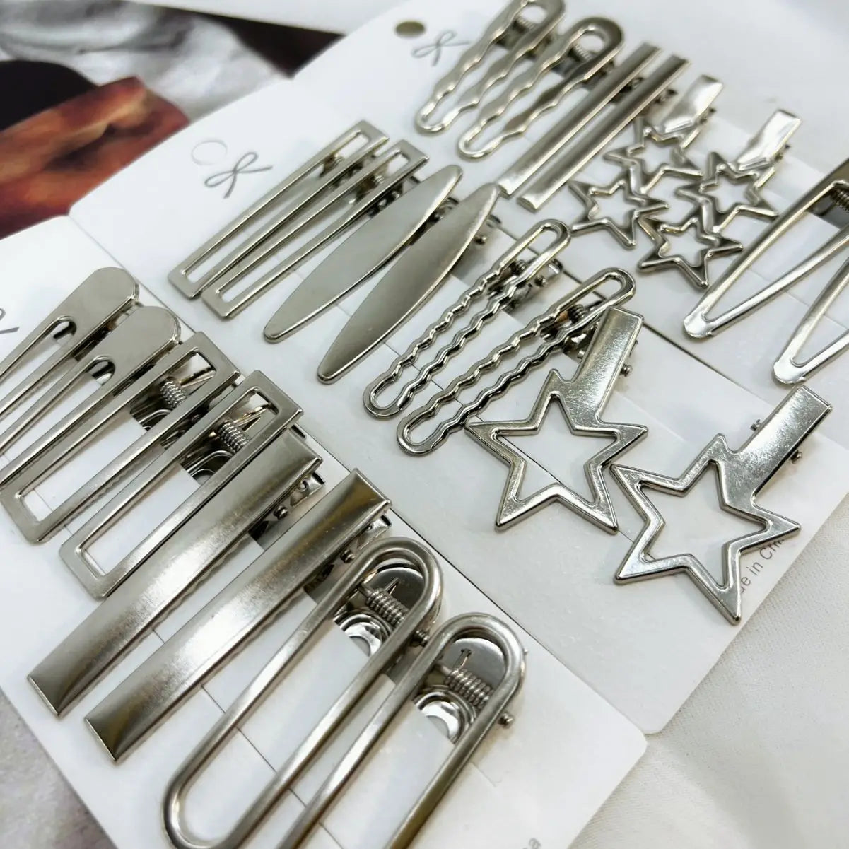 24 Pcs Silver Metal Hairpins for Fashionable Women - Smarsty