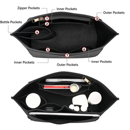Purse Organizer Insert, Felt Bag Organizer For Handbag Purse Organizer, 5 Colors, 3 Size - Smarsty