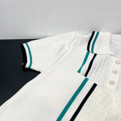 YuooMuoo Chic Fashion Sexy Package Hips Knitted Mini Dress 2025 Summer Vintage Turn-down Collar Ruffled Party Dress Streetrwear - Smarsty