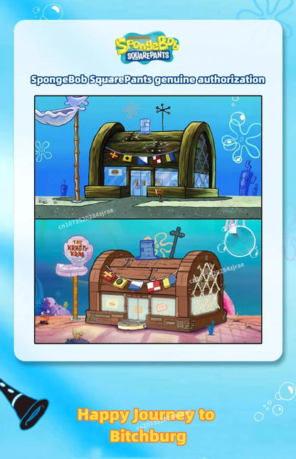 Spongebob building block cartoon Krusty Krab creative restaurant scene model Patrick Star assembly toy children's birthday gift by Smarsty