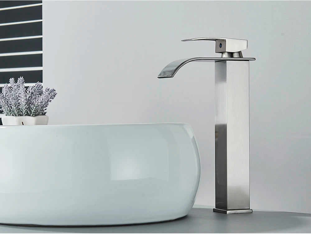 Brushed Gold Waterfall Bathroom Sink Faucet Mixer - Smarsty