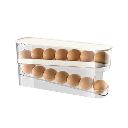 Slide Type Egg Carton Double Automatic Egg Roller Refrigerator Side Door Egg Storage Kitchen Countertop Egg Holder by Smarsty