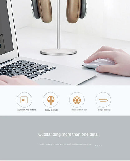 Curved Aluminum Headphone Stand with Sturdy Base - Smarsty