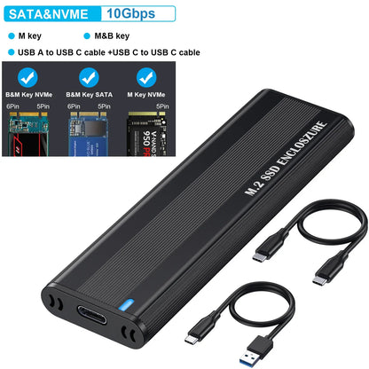 M.2 NVME SSD Enclosure External M2 NVMe Case M2 Type C 10Gbps Adapter M Key HD Storage Box for Mac Windows Laptop PC
