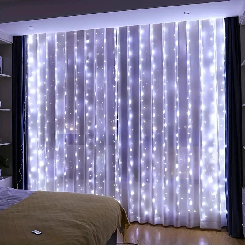 3/4/6m Curtain LED String Lights Garland USB Festoon Remote Control Fairy Garland Lights Christmas Decoration for Bedroom Home - Smarsty